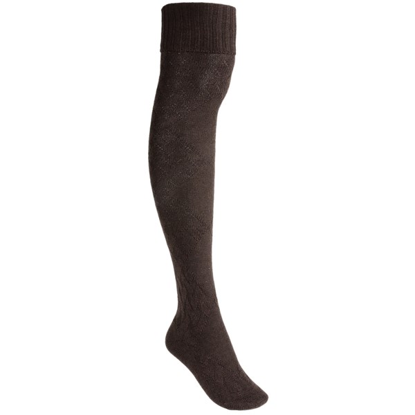Pantherella Cable Socks   Merino Wool  Over the Knee (For Women)   RASPBERRY (O/S )