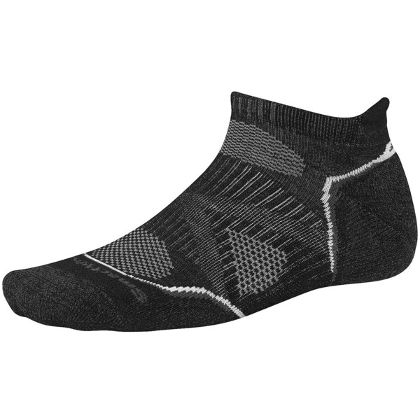 SmartWool PhD Run Light Socks   Merino Wool  Below the Ankle (For Men and Women)   BLACK/WHITE (L )