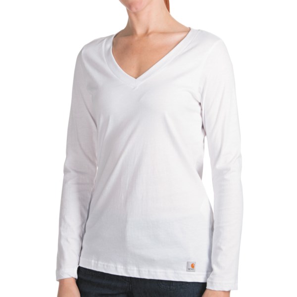 Carhartt Lightweight T Shirt   V Neck  Long Sleeve (For Women)   FADED PETAL HEATHER (XS )