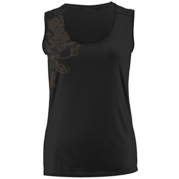 White Sierra Fern Canyon Tank Top   Stretch Fabric (For Women)   BLACK (L )