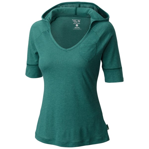 Mountain Hardwear Pandra Hooed Shirt   Elbow Sleeve (For Women)   WATERFALL (L )