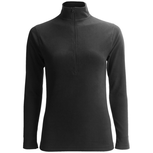 Terramar Fleece Pullover Shirt   Zip Neck  Long Sleeve (For Women)   BLACK (L )