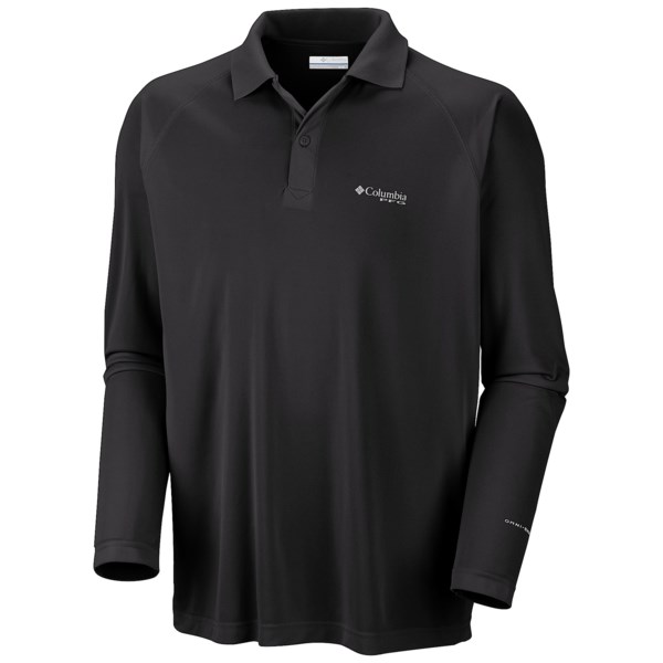 Columbia Sportswear Terminal Tackle Polo Shirt   UPF 50  Long Sleeve (For Men)   BLACK (L )