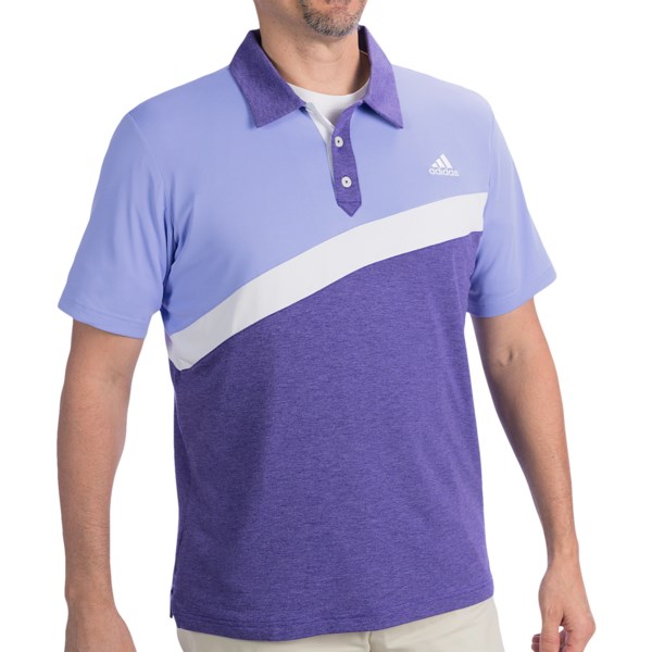 Adidas Golf ClimaLite(R) Angular Color Blocked Polo Shirt   Short Sleeve (For Men)   PERIWINKLE/BLUEBONNET HEATHER/WHITE (L )