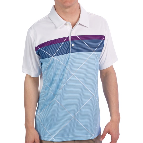 Adidas Golf Microstripe Polo Shirt   Climacool(R)  Short Sleeve (For Men)   NAVY/ULTRAMARINE/WHITE/CRISP (L )