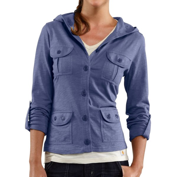 Carhartt Hooded Knit Shirt Jacket   Slub Cotton (For Women)   PATRIOT BLUE (L )