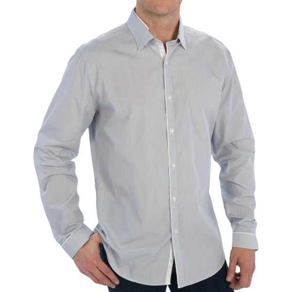 Stone Rose Fine Stripe Cotton Shirt – Long Sleeve (for Men) | Dazzlepath