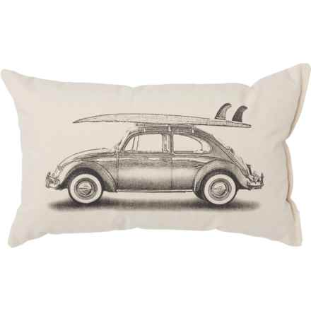 Eric & Christopher VW Bug and Surfboard Throw Pillow - 12x20” in Natural