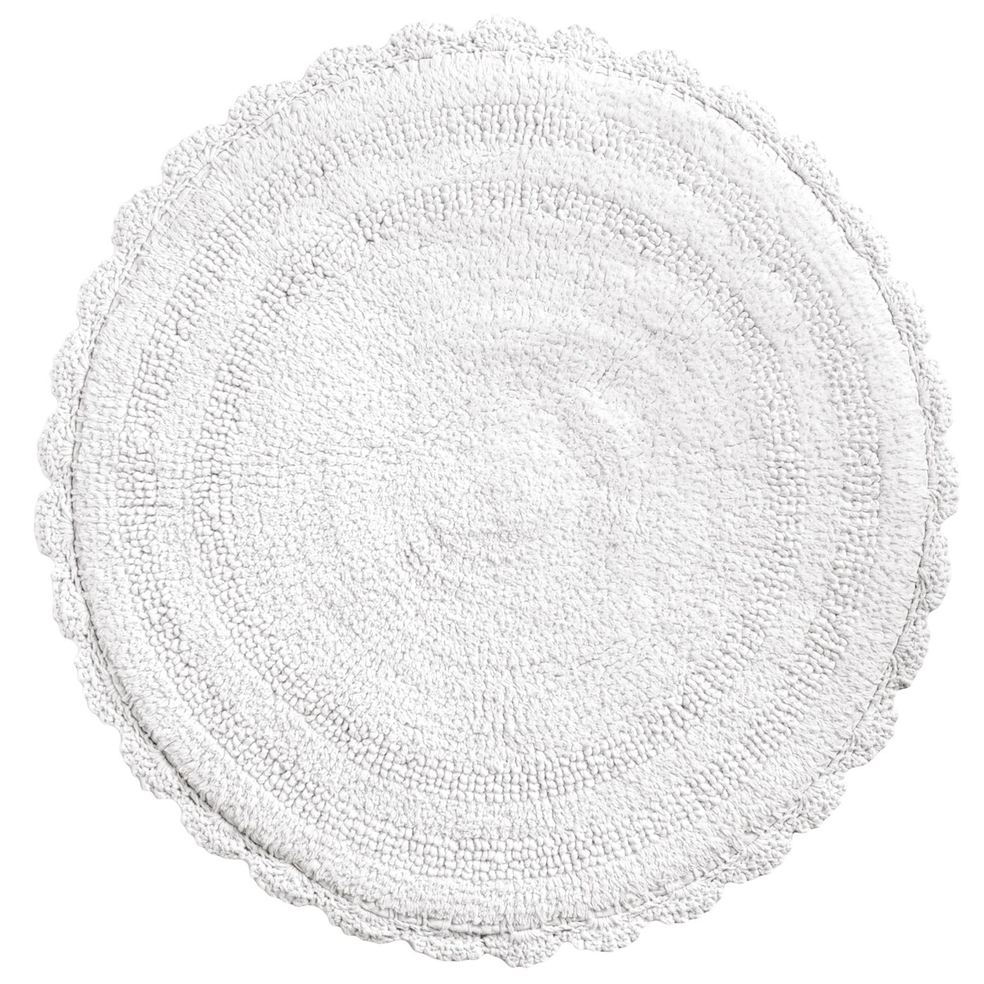 Espalma Round Crochet Border Bath Rug   Reversible, 24” 7906G 57