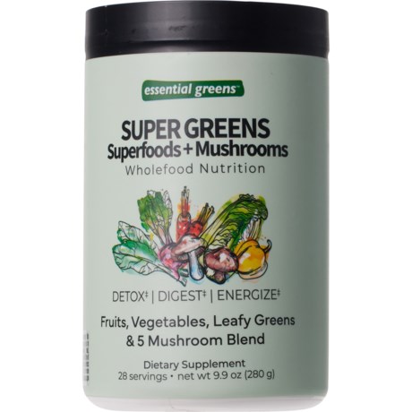 Essential Greens Super Greens Superfoods + Mushrooms Dietary Supplement - 28 Servings, 9.9 oz. in Multi