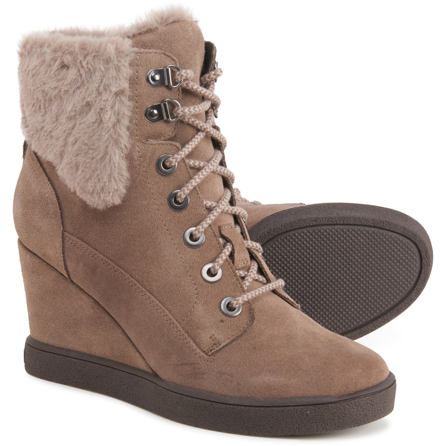 leather wedge bootie