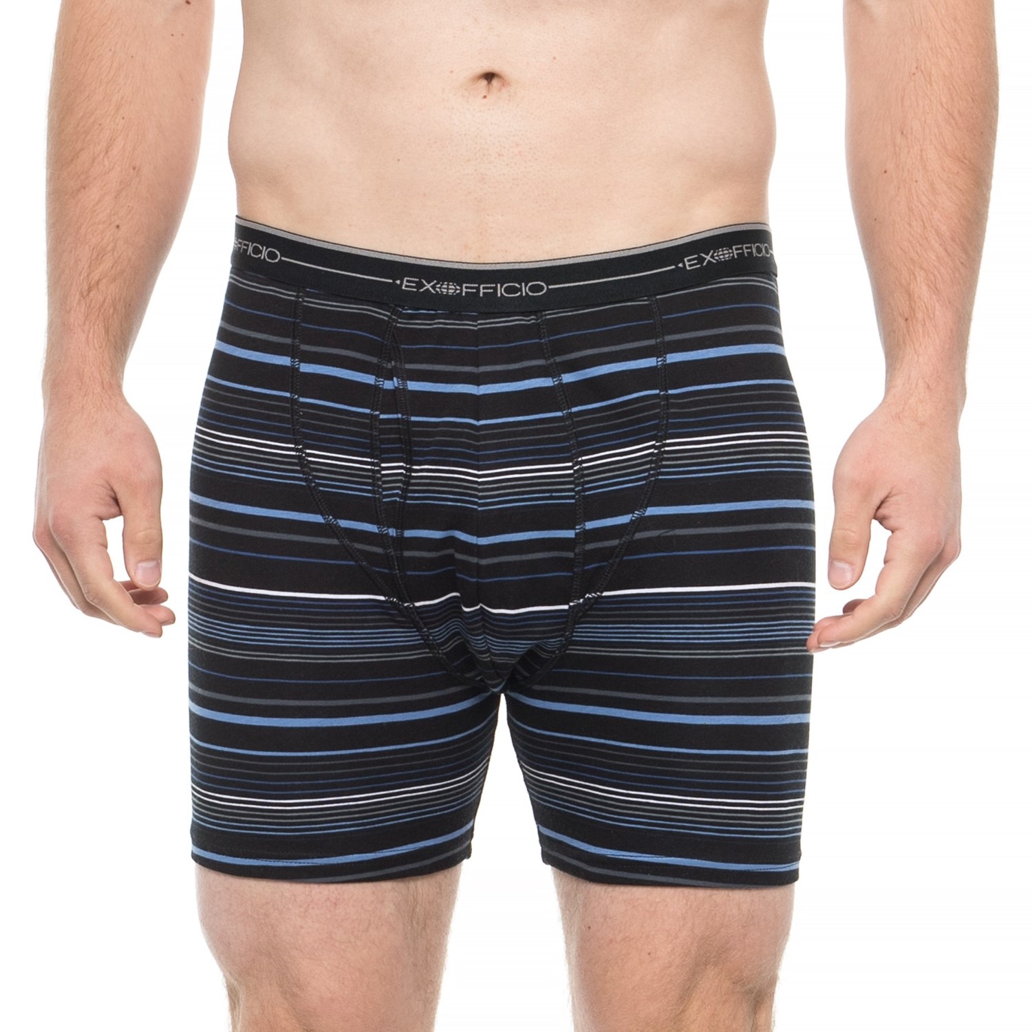 ExOfficio Black Multi Stripe Sol Cool Printed Boxer Briefs (For Men)