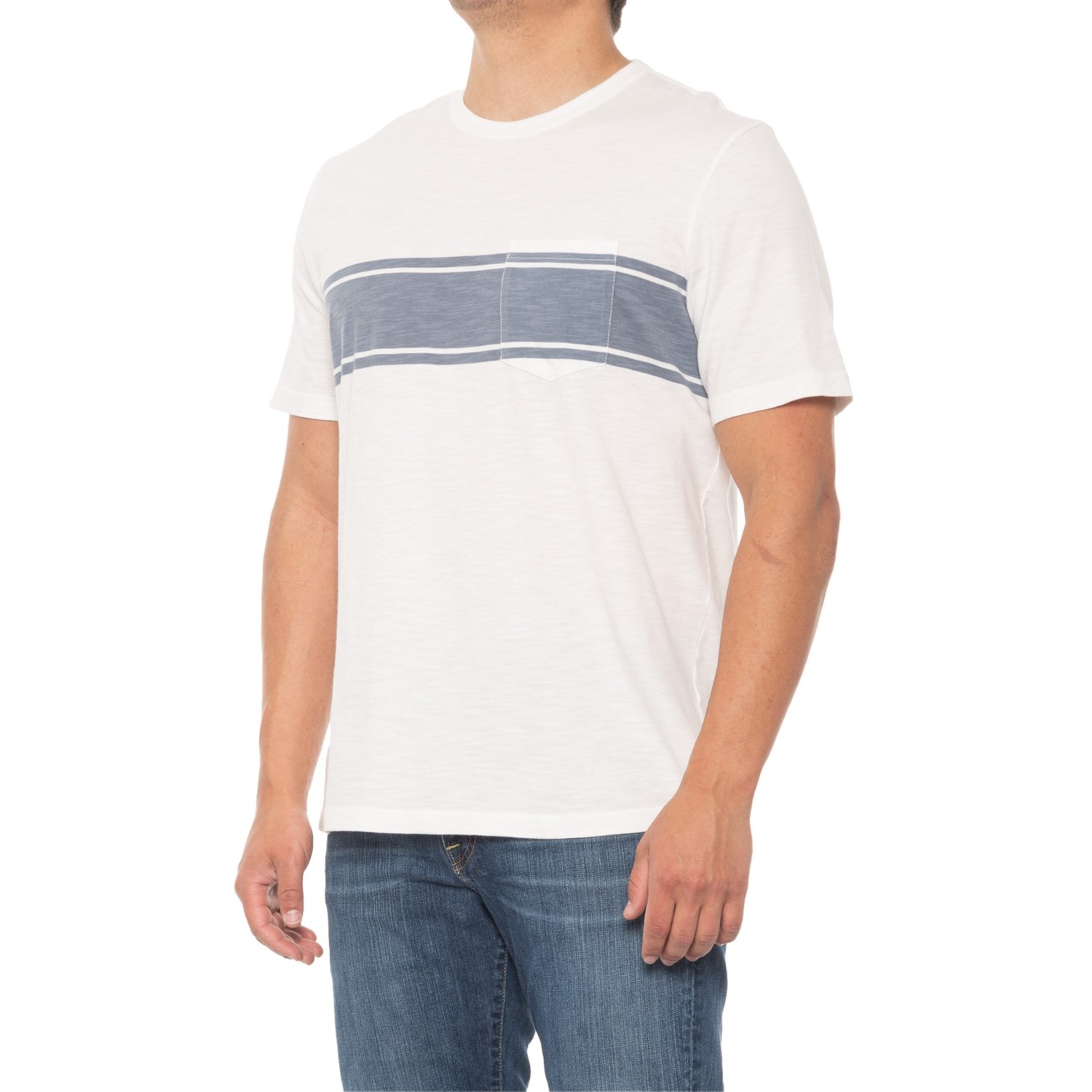 Faherty Surf Stripe Pocket T-Shirt - Short Sleeve