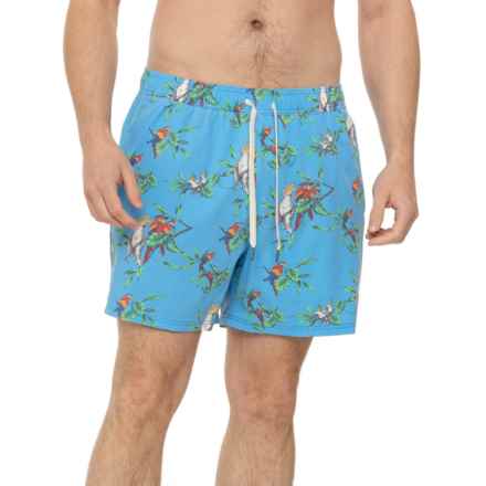 Fair Harbor Bungalow Swim Trunks - Built-In Liner in Blue Parrot Party