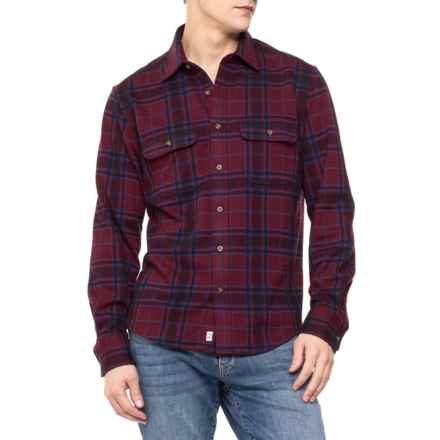 Fair Harbor Dunewood Flannel Shirt - Long Sleeve in Cobalt Wine Plaid