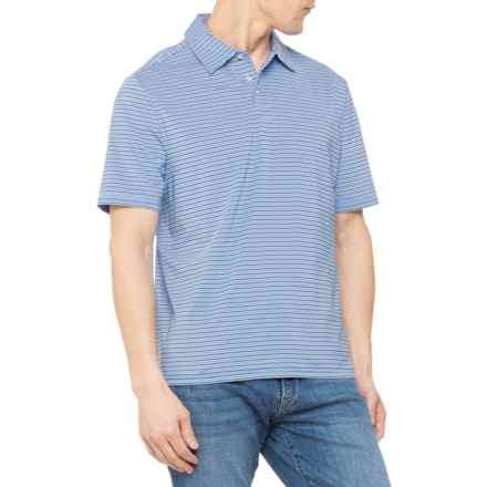 Fair Harbor Midway Polo Shirt - Short Sleeve in Blue Golf Stripe