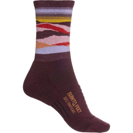 Farm to Feet Max Patch Lightweight Technical Series Trail Socks - Merino Wool, 3/4 Crew (For Women) in Plum