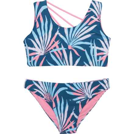 Feather 4 Arrow Big Girls Summer Sun Reversible Bikini Set - UPF 50 in Palm Daze