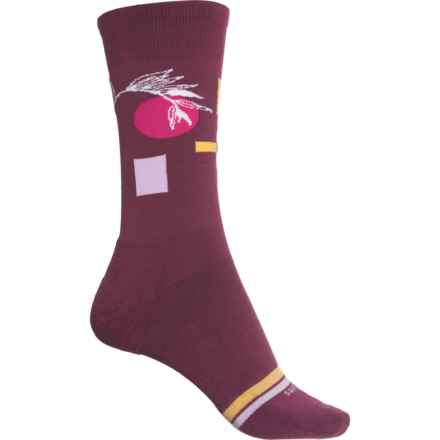 Feetures LM Everyday Max Cushion Socks - Crew (For Women) in Abstract Floral Plum