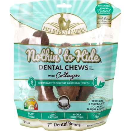 Fieldcrest Farms Nothin’ to Hide Collagen Dental Dog Bones - 3-Pack, 7” in Multi