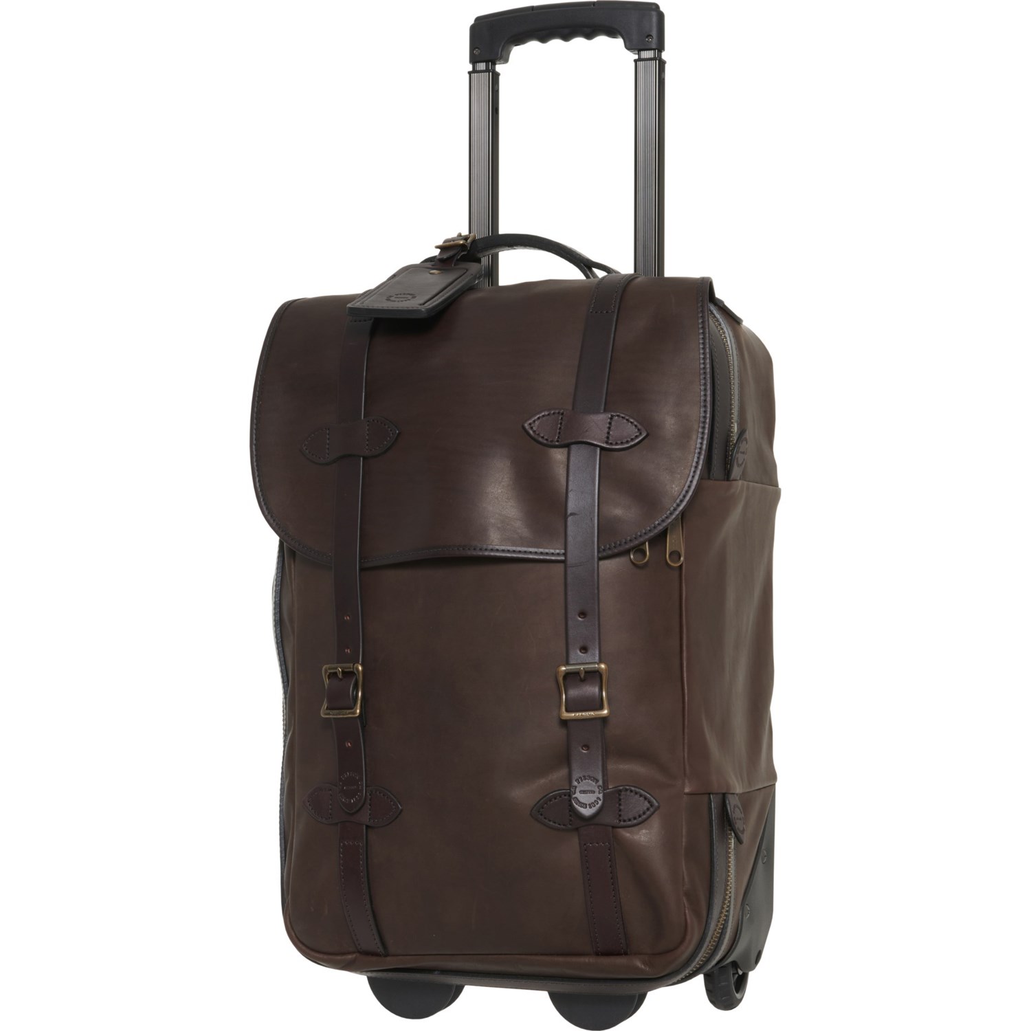 Filson 22.5” Weatherproof Leather Rolling CarryOn Suitcase Softside