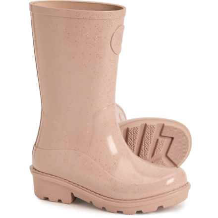 FitFlop Big Girls Wonderwelly Ergonomic Glitter Rain Boots - Waterproof in Rose Gold