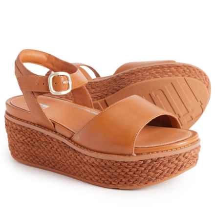 FitFlop Eloise Back-Strap Espadrille Wedge Sandals - Leather (For Women) in Light Tan