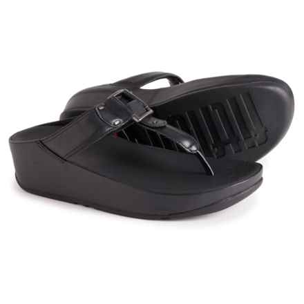 FitFlop Flitta Stud-Buckle Wedge Sandals - Leather (For Women) in Black