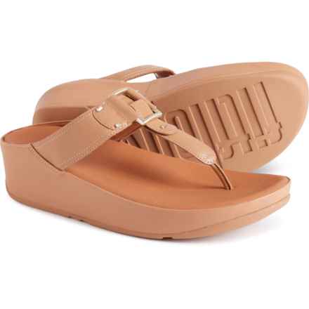 FitFlop Flitta Stud-Buckle Wedge Sandals - Leather (For Women) in Latte Tan