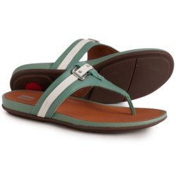 FitFlop Gracie Stud-Buckle Toe-Post Sandals - Leather (For Women) in Bay Green/Cream