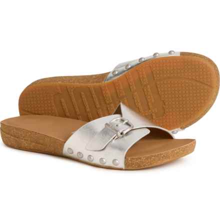 FitFlop iQushion Adjustable Buckle Slide Sandals - Leather (For Women) in Silver