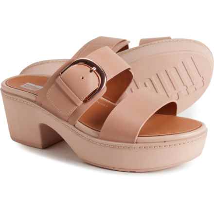 FitFlop Pilar Slide Platform Sandals - Leather (For Women) in Beige