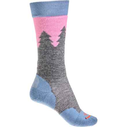 FITS Light Cushion Ski Socks - Merino Wool, Over the Calf (For Women) in Steel Blue / Coal