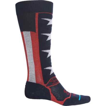 FITS Lightweight Ski Tech Socks - Over the Calf (For Men and Women) in Red/White/Navy