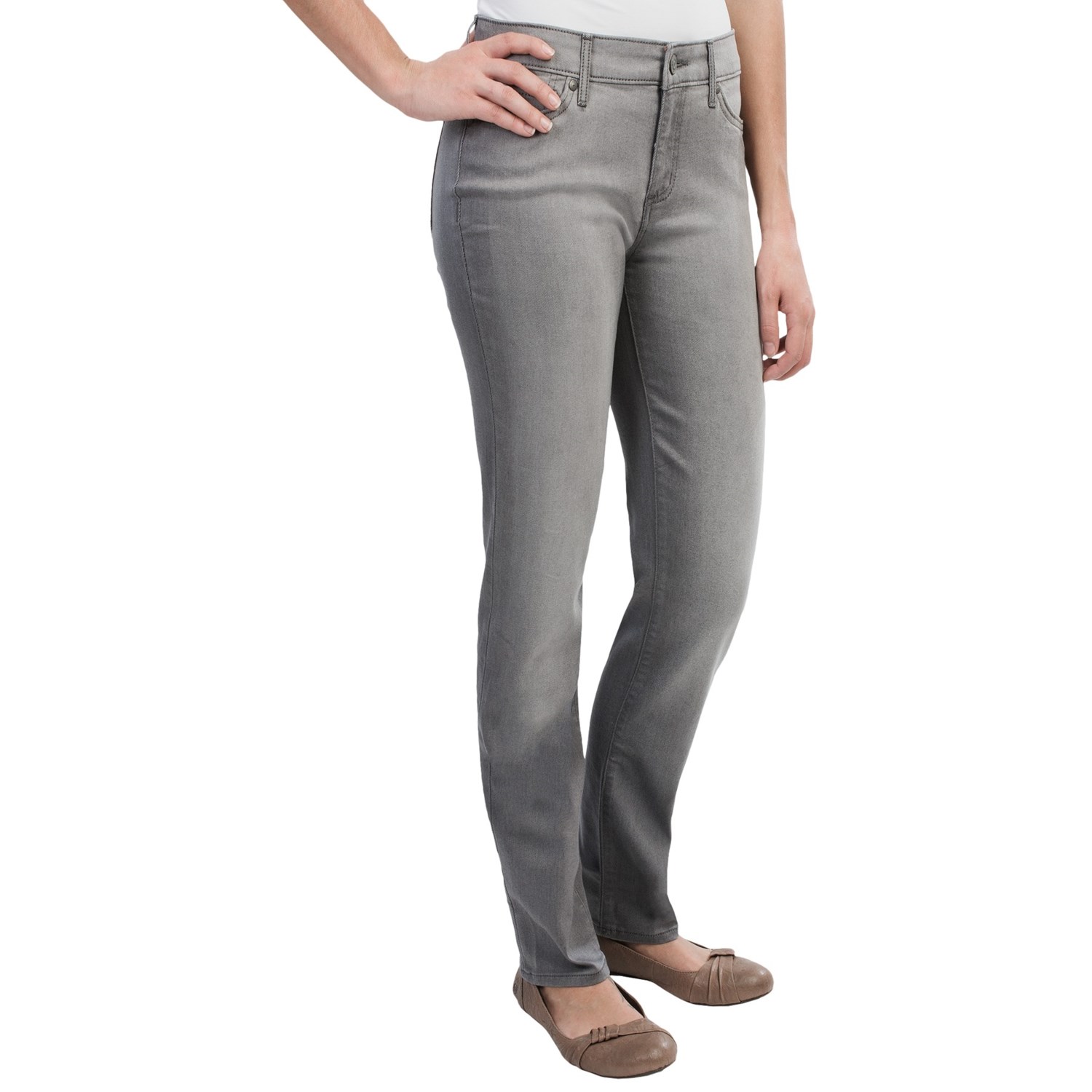Five-Pocket Twill Pants (For Women) in Grey
