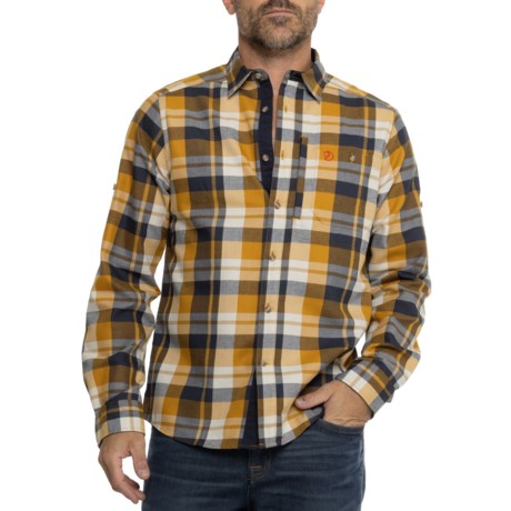 Fjallraven Fjallglim Flannel Shirt - Long Sleeve in Buckwheat Brown/Dark Navy