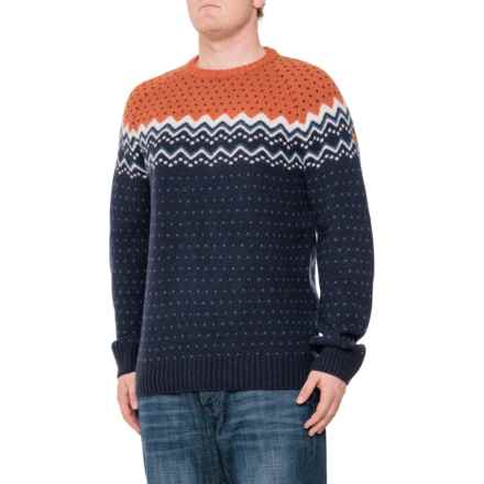 Fjallraven Ovik Knit Sweater - Wool in Dark Navy/Terracotta Brown