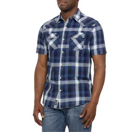 FLAG & ANTHEM Dandridge Vintage Wash Western Shirt - Snap Front, Short Sleeve in Indigo White