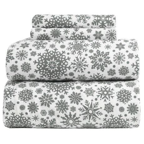Flannel Comfort Blistery Snowflake Flannel Sheet Set - King - Save 49%