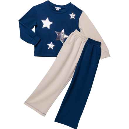 Flapdoodles Big Girls Color-Block Shirt and Pants Set - Long Sleeve in Indigo