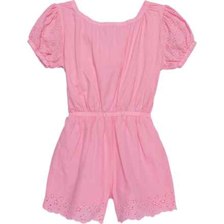 Flapdoodles Little Girls Bow Back Romper - Short Sleeve in Pink