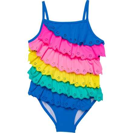 Flapdoodles Little Girls Color-Block Ruffle One-Piece Swimsuit - UPF 50+ in Multi