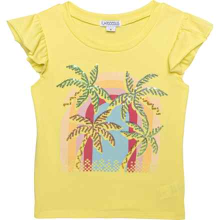 Flapdoodles Little Girls Flutter Sleeve Shirt - Short Sleeve in Yellow