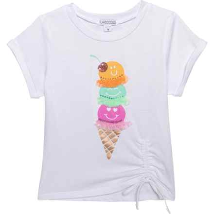 Flapdoodles Little Girls Gathered Side Shirt - Short Sleeve in White