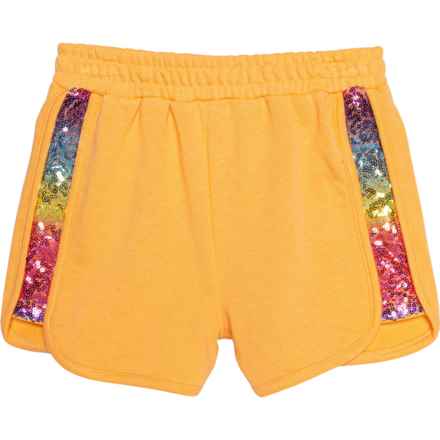 Flapdoodles Little Girls Sequin Shorts in Orange