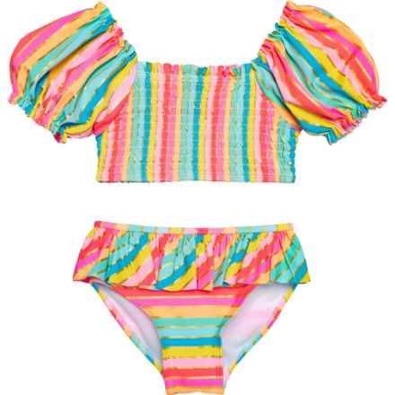Flapdoodles Little Girls Striped Bikini Set - UPF 50+ in Stripe