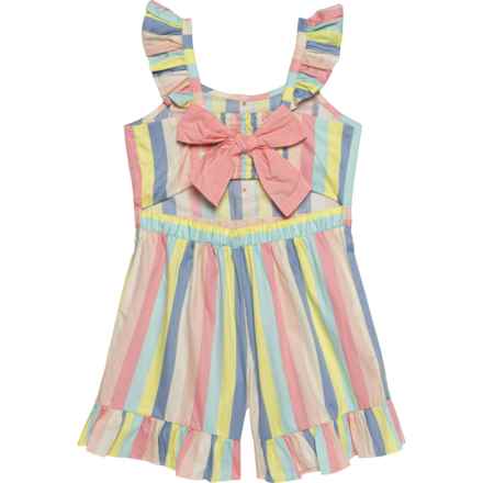Flapdoodles Little Girls Striped Romper - Sleeveless in Stripe