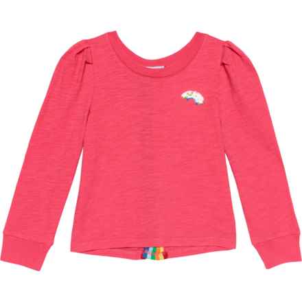 Flapdoodles Toddler Girls Puff Sleeve Shirt - Long Sleeve in Hot Pink