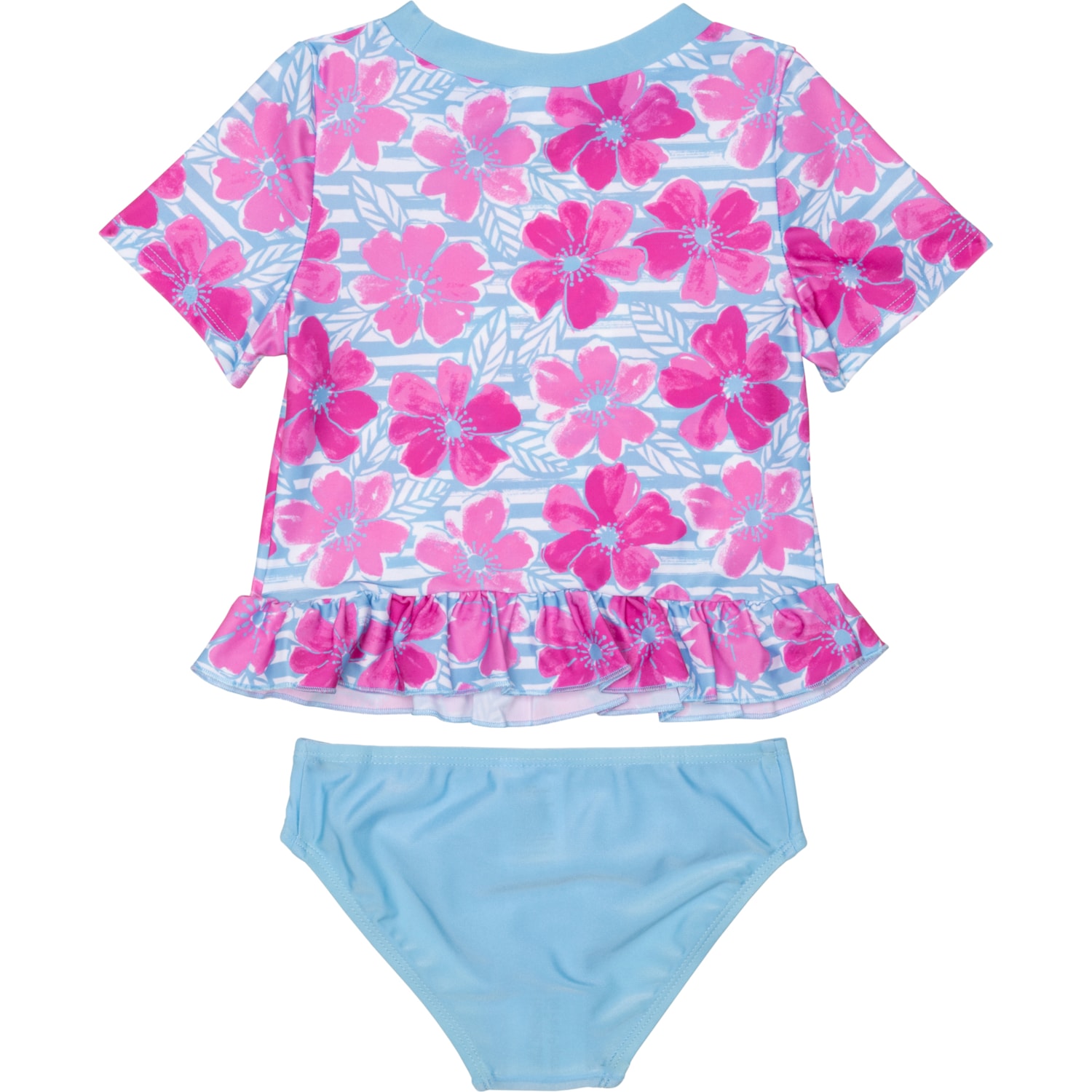 Floatimini Little Girls Floral Peplum Rash Guard Set - UPF 50+, Short ...