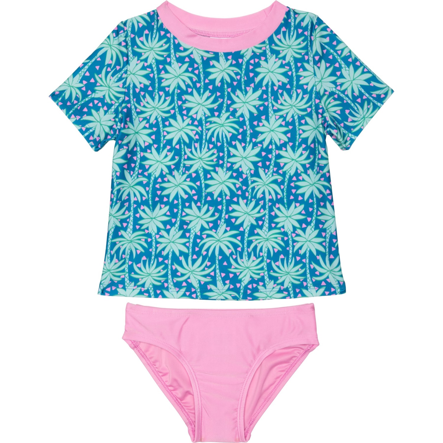 Floatimini Little Girls Palm Tree Rash Guard Set - UPF 50+, Short ...